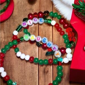 Glow in the dark letters. Naughty and nice Christmas bracelet